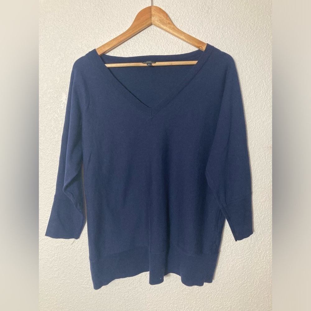 Talbots Pima cotton Woman 1X navy blue Vneck sweater